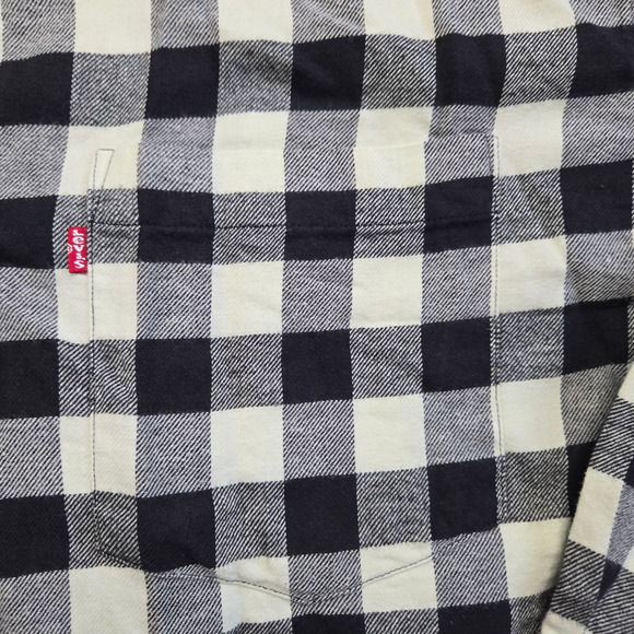 Levi's Black White Buffalo Check Classic Flannel Button Down Shirt Size Small - Picture 4 of 10